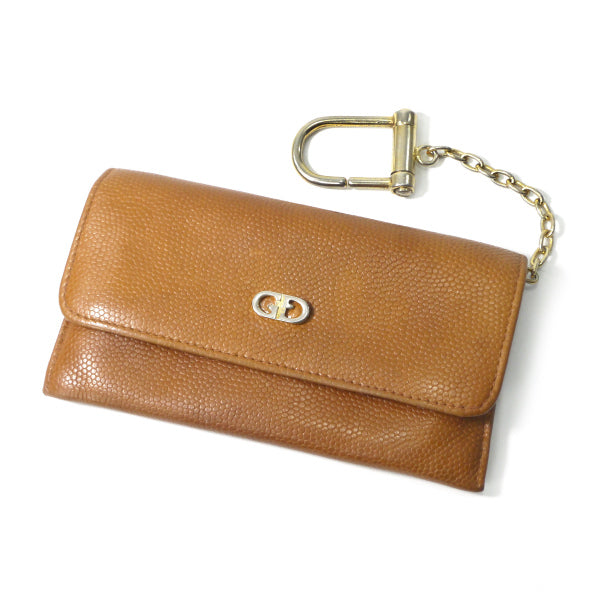 OLD Gucci　チェーンリング付きマルチレザーケース（茶）