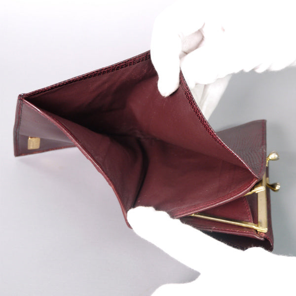 OLD Gucci ガーネット/リザードがま口財布（ボルドー）