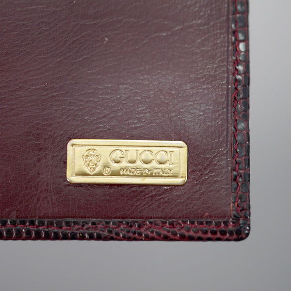 OLD Gucci ガーネット/リザードがま口財布（ボルドー）