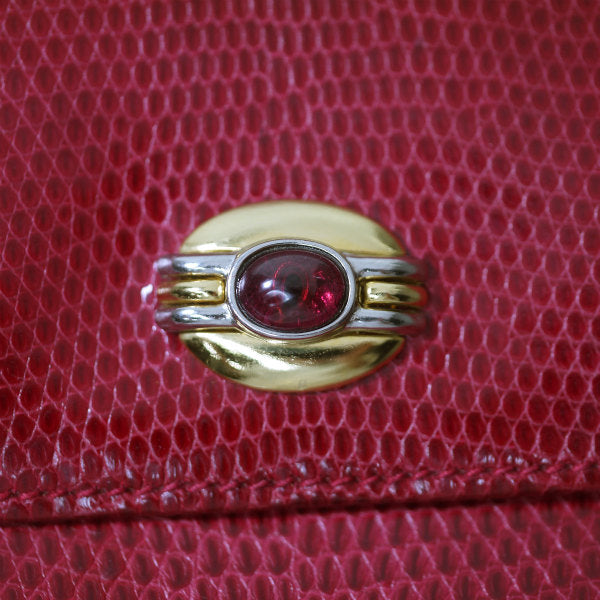 OLD Gucci ガーネット/リザードWホック長財布（赤）