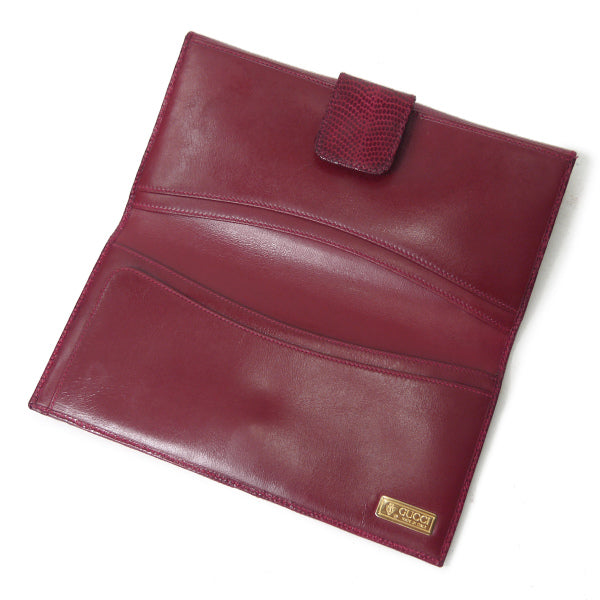OLD Gucci ガーネット/リザードWホック長財布（赤）