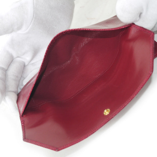 OLD Gucci ガーネット/リザードWホック長財布（赤）