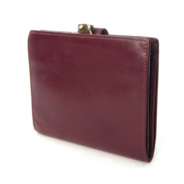 OLD Gucci　がま口レザー折財布（ボルドー）