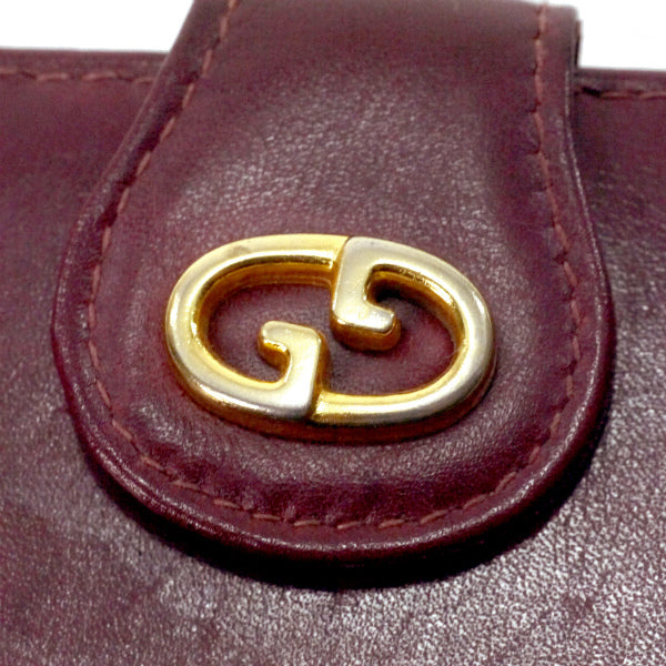 OLD Gucci　がま口レザー折財布（ボルドー）