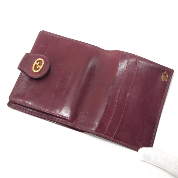 OLD Gucci　がま口レザー折財布（ボルドー）