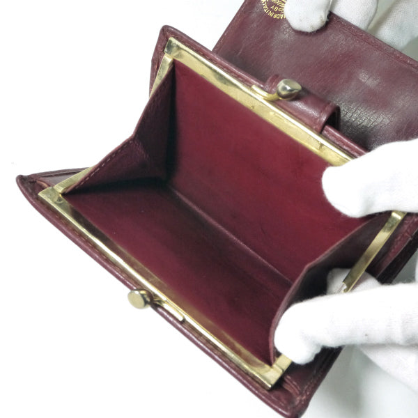 OLD Gucci　がま口レザー折財布（ボルドー）