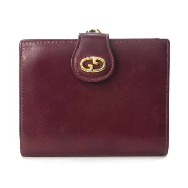 OLD Gucci　がま口レザー折財布（ボルドー）