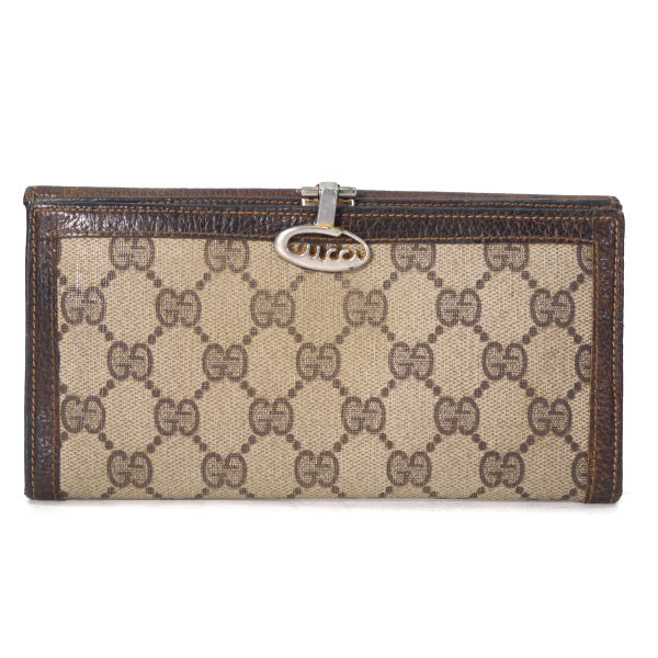 OLD Gucci　70s筆記体ロゴ長財布（茶）