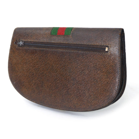 OLD Gucci  ピグスキン×シェリーGG金具ハーフムーン財布（茶）