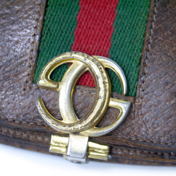 OLD Gucci  ピグスキン×シェリーGG金具ハーフムーン財布（茶）