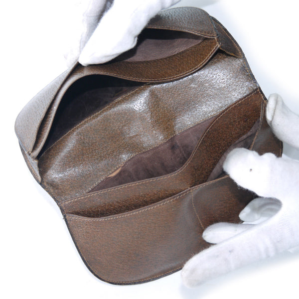 OLD Gucci  ピグスキン×シェリーGG金具ハーフムーン財布（茶）