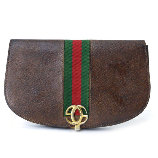 OLD Gucci  ピグスキン×シェリーGG金具ハーフムーン財布（茶）