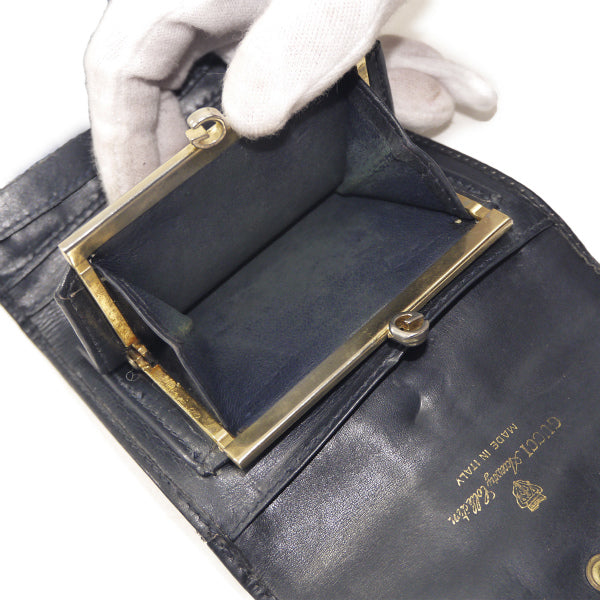 OLD Gucci ２つ折れシェリーがま口財布（青）