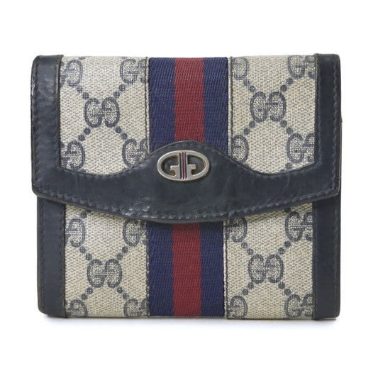 OLD Gucci ２つ折れシェリーがま口財布（青）