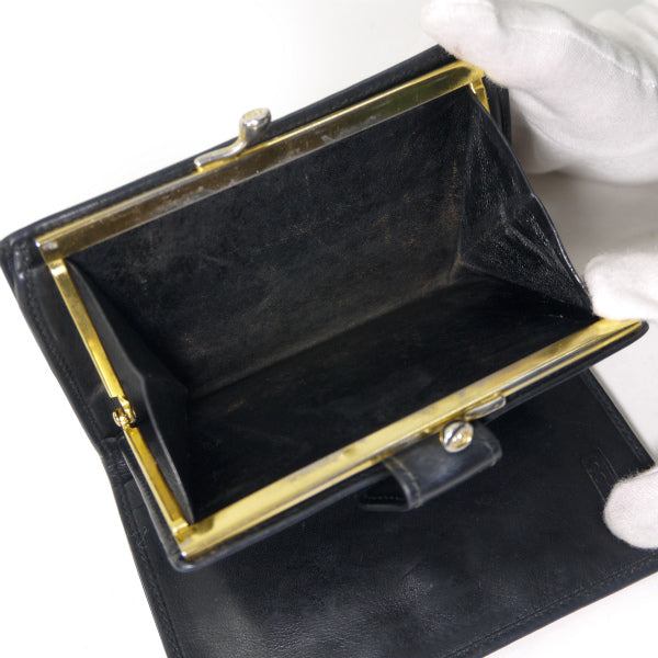 OLD Gucci　マイクロGGがま口ミドル折財布（黒）