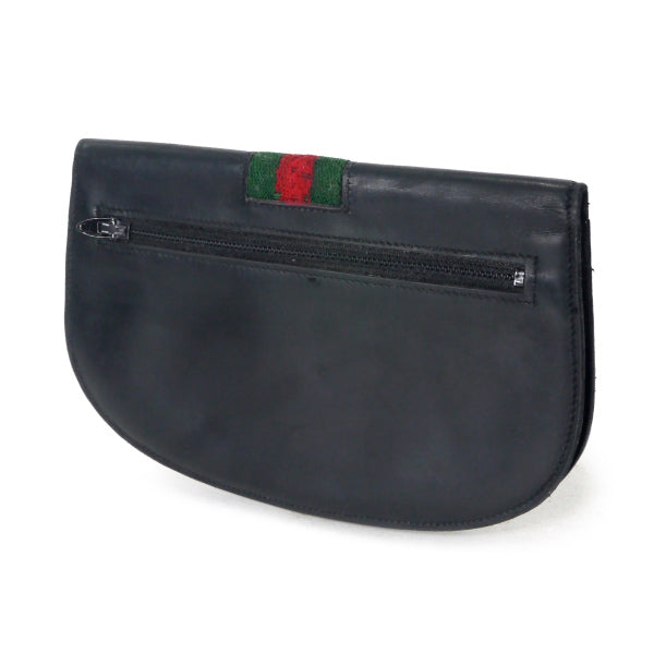 OLD Gucci  総革シェリーGG金具ハーフムーン財布（黒）