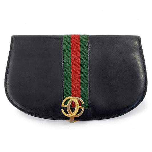 OLD Gucci  総革シェリーGG金具ハーフムーン財布（黒）