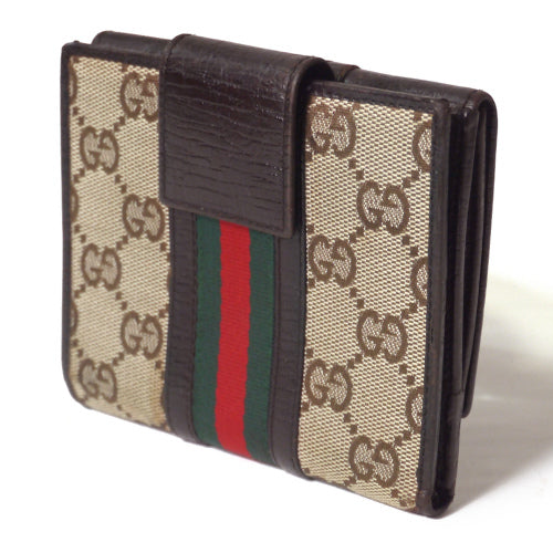 Gucci　大Ｇ金具二つ折れ財布（茶）