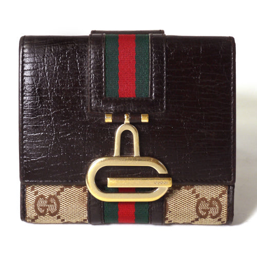 Gucci　大Ｇ金具二つ折れ財布（茶）
