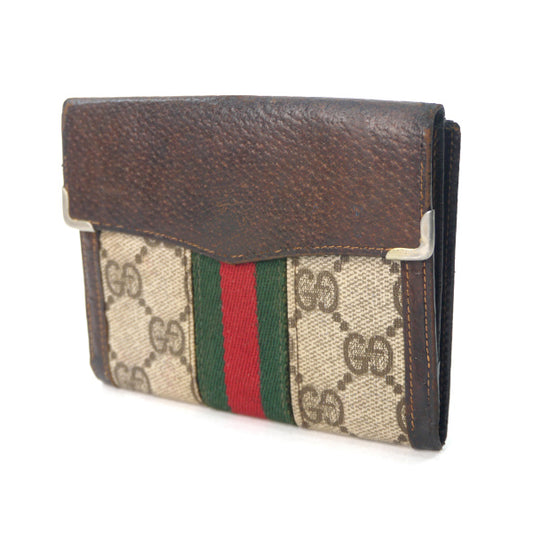 OLD Gucci　レアG留め具シェリー折財布（茶）