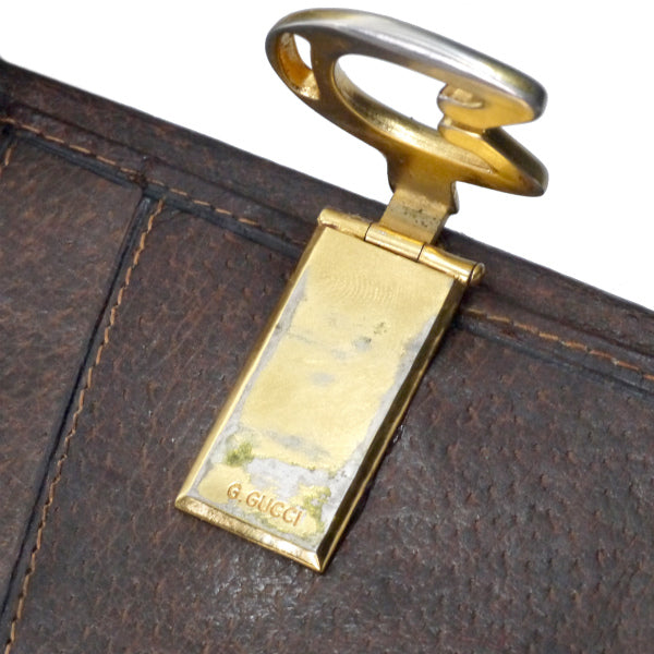 OLD Gucci　レアG留め具シェリー折財布（茶）