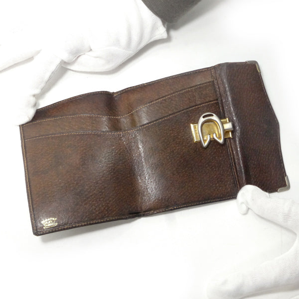 OLD Gucci　レアG留め具シェリー折財布（茶）