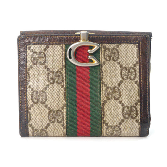 OLD Gucci　レアG留め具シェリー折財布（茶）