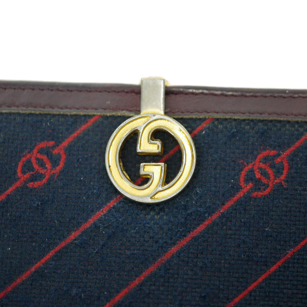 OLD Gucci ＜訳アリ＞流れ星柄キャンバス長財布（紺×ボルドー）