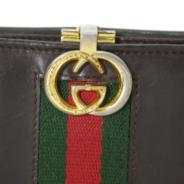OLD Gucci　総革GG留め具シェリー長財布（濃茶）