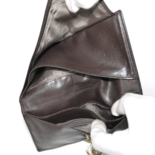 OLD Gucci　総革GG留め具シェリー長財布（濃茶）