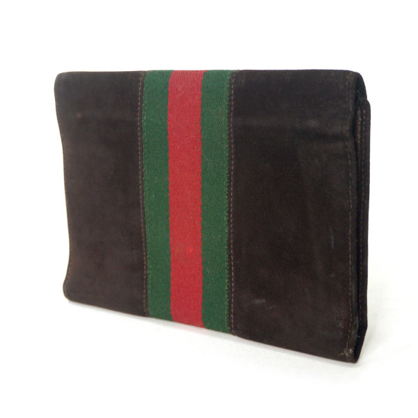 OLD Gucci ビット留具スエードシェリー長財布（濃茶）