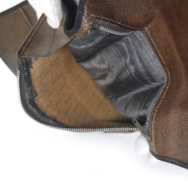 OLD Gucci ビット留具スエードシェリー長財布（濃茶）