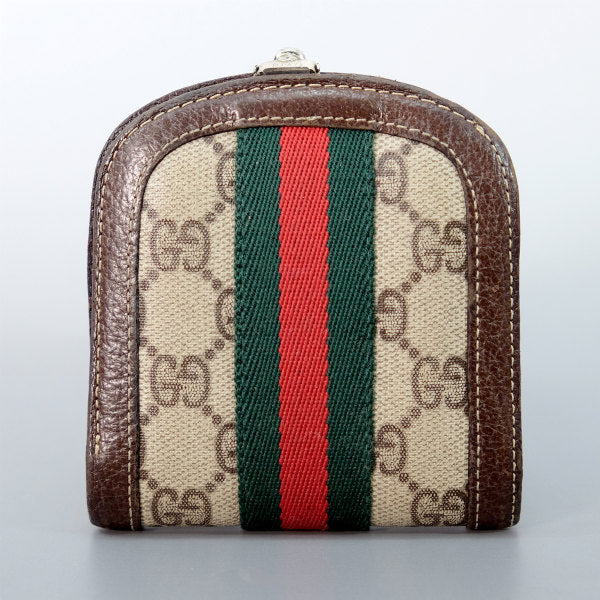 OLD Gucci 半円型ビット留め具財布（茶）