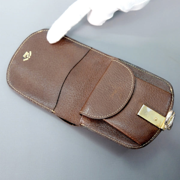 OLD Gucci 半円型ビット留め具財布（茶）