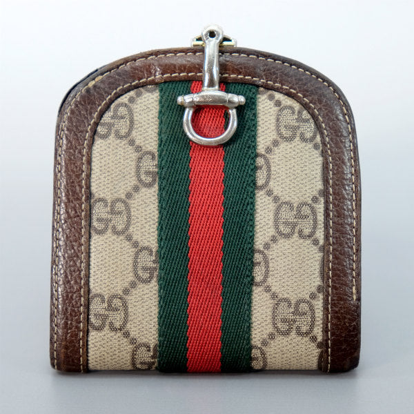 OLD Gucci 半円型ビット留め具財布（茶）