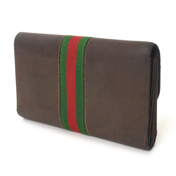 OLD Gucci　ビット留め具シェリー長財布（茶/ピグスキン）