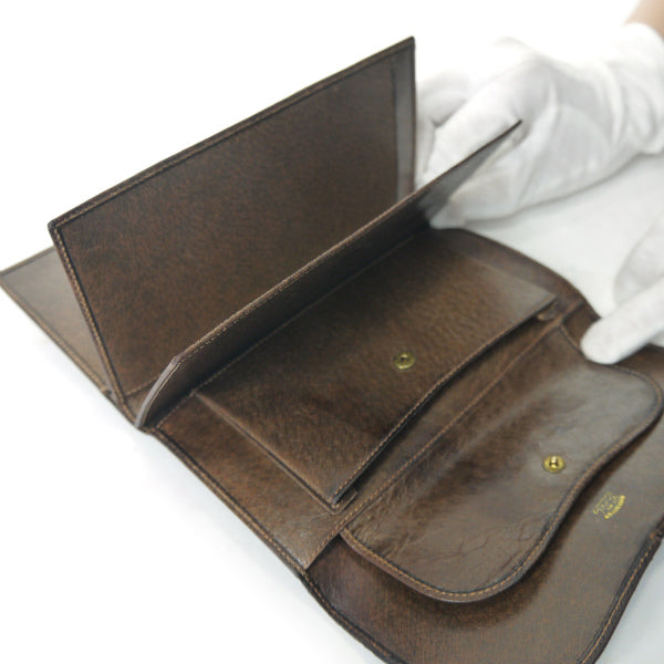 OLD Gucci　ビット留め具シェリー長財布（茶/ピグスキン）