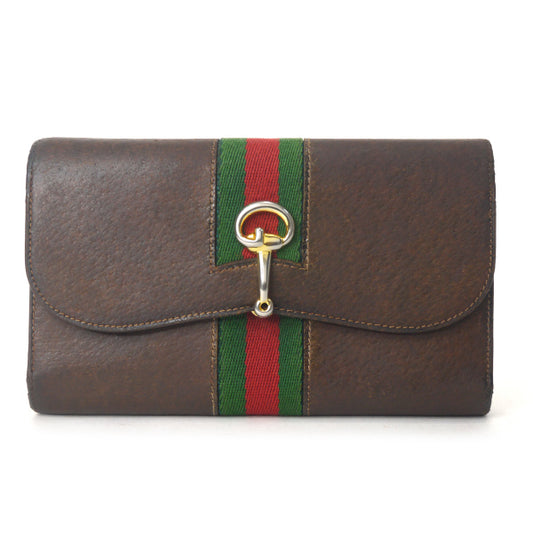 OLD Gucci　ビット留め具シェリー長財布（茶/ピグスキン）