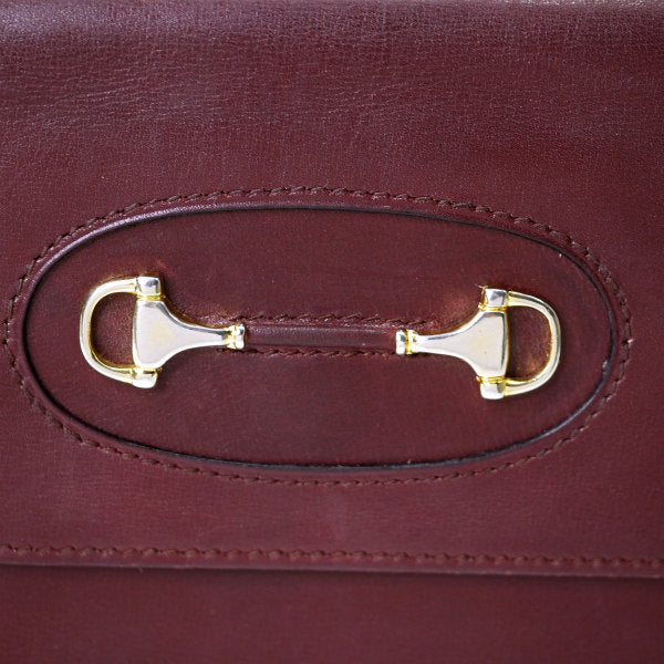 OLD Gucci 総革ホースビット金具長財布（ボルドー）
