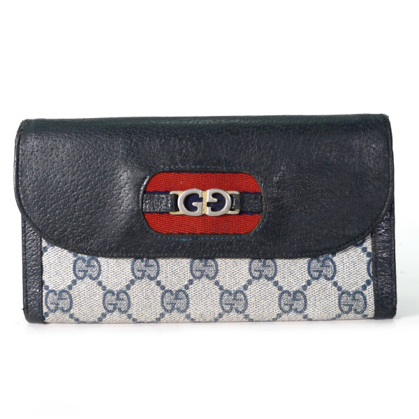 OLD Gucci　GG金具シェリー長財布（青）