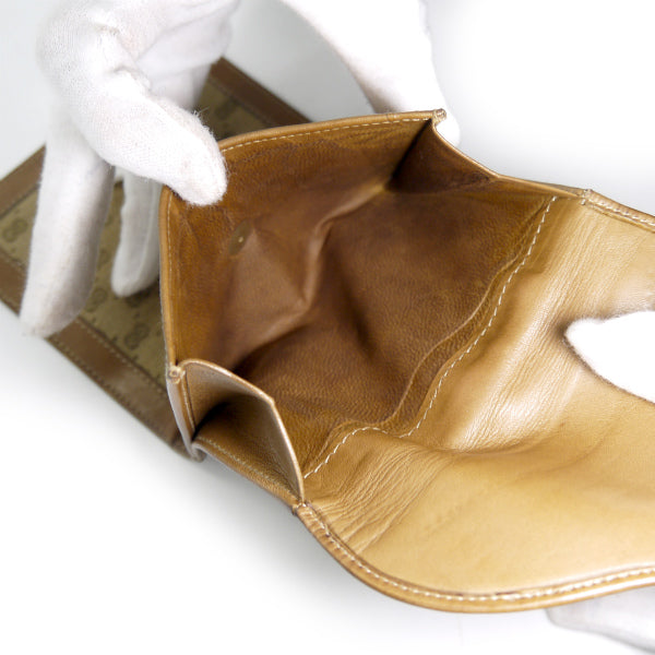 OLD Gucci  70s筆記体ロゴ マイクロGG折財布（明茶）