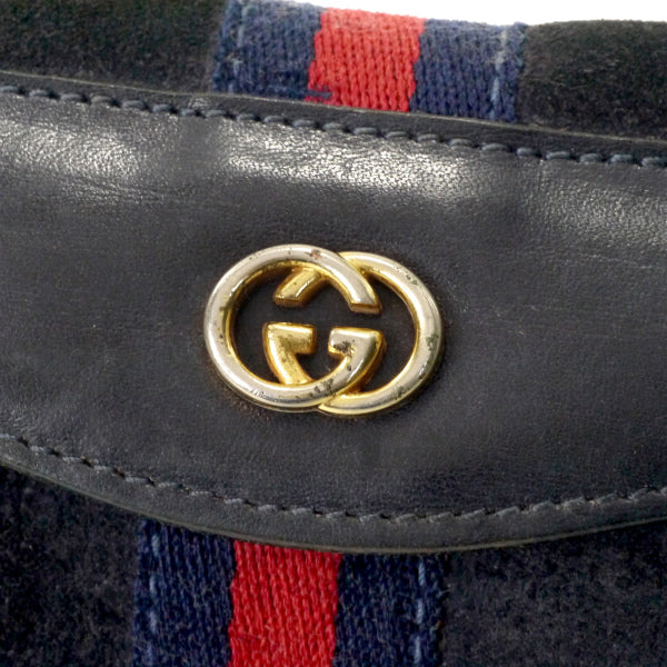 OLD Gucci スエードシェリー ミニクラッチバッグ（濃紺）