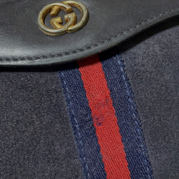 OLD Gucci スエードシェリー ミニクラッチバッグ（濃紺）