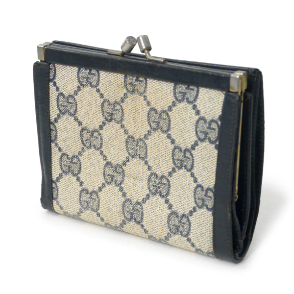 OLD Gucci がま口GG柄 折財布（青）
