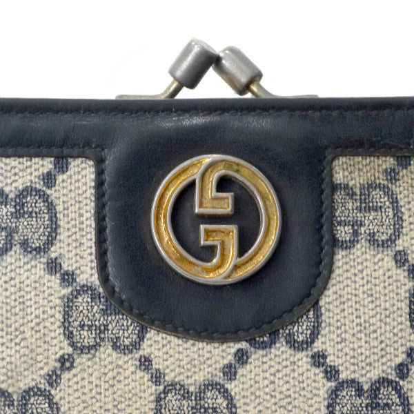 OLD Gucci がま口GG柄 折財布（青）