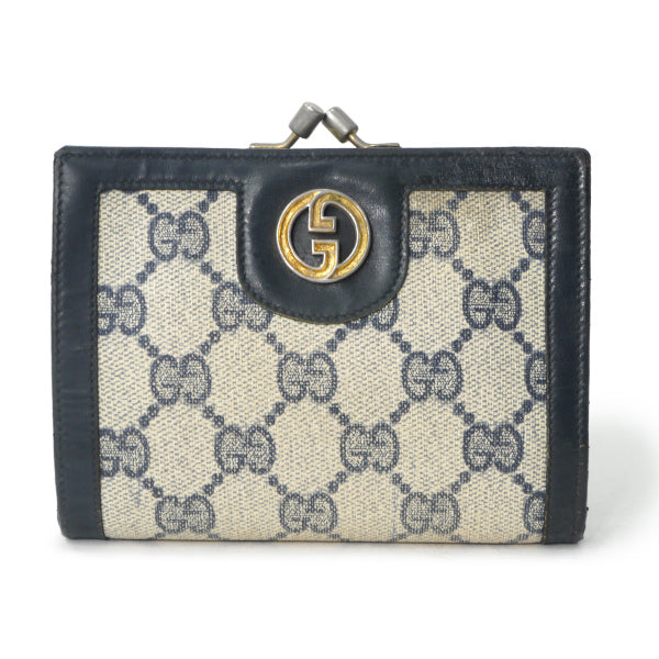 OLD Gucci がま口GG柄 折財布（青）