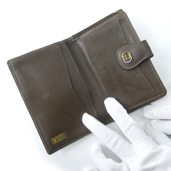 OLD Gucci　シェリーがま口ミドル財布（茶）