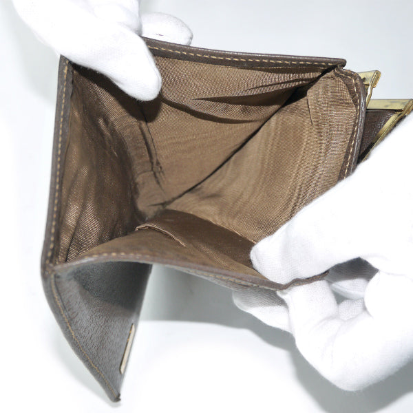 OLD Gucci　シェリーがま口ミドル財布（茶）