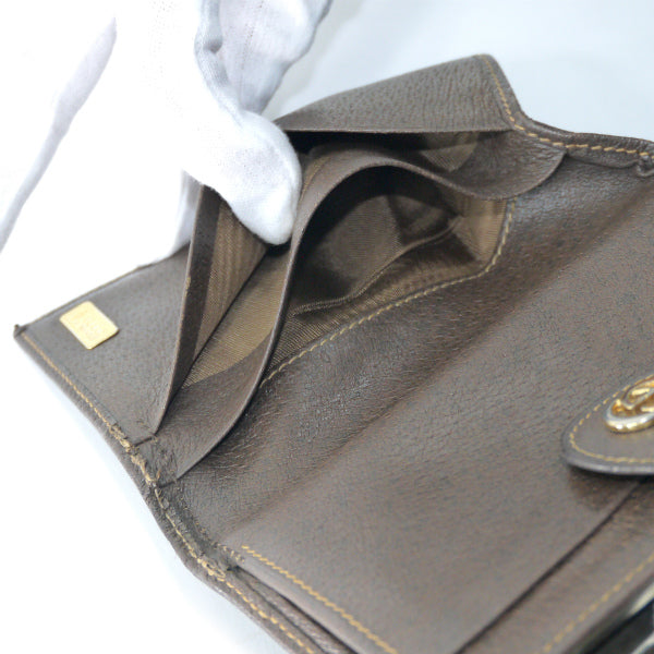OLD Gucci　シェリーがま口ミドル財布（茶）