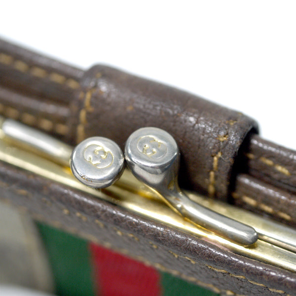 OLD Gucci　シェリーがま口ミドル財布（茶）